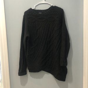 Simply Vera Grey Asymmetrical Cable-Knit Sweater